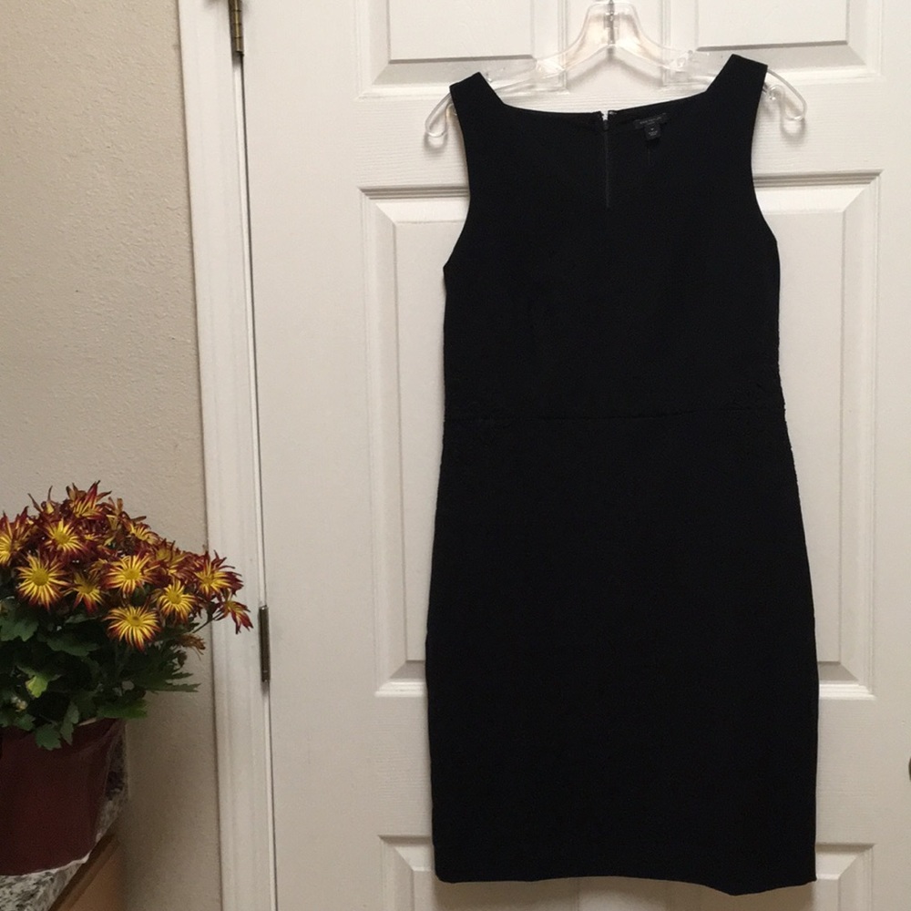 Black Petite Laser Cut Sheath Dress,size-8P, Lined
